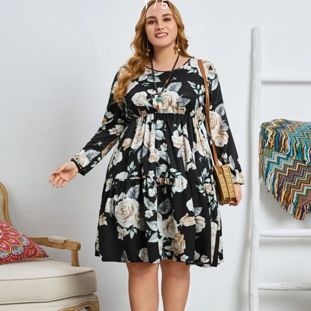 Emery Rose Plus floral print ruffle hem dress 3x NWOT